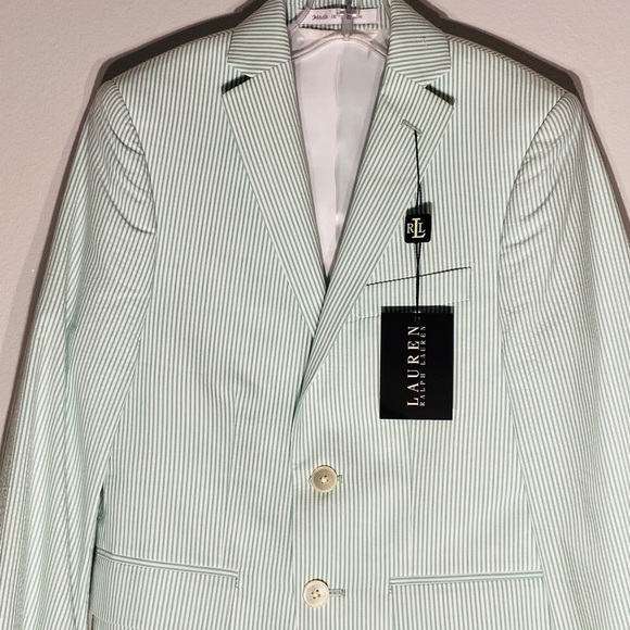 RALPH LAUREN*Green Striped Blazer 8R & 12R $118 - Picture 4 of 7